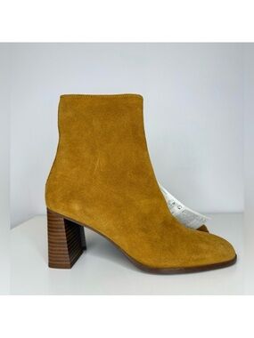 Mango MNG Medium Brown Funnel Heel Suede Leather Ankle Boot Women Size 9/40  NWT